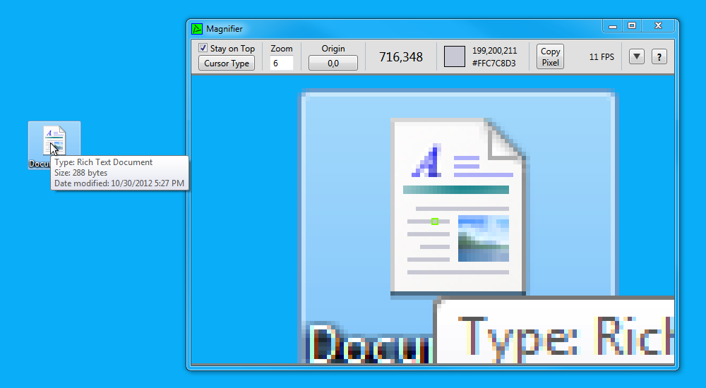 The Magnifier with the border cursor.