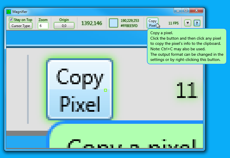 The Magnifier with the contextual help turned on.